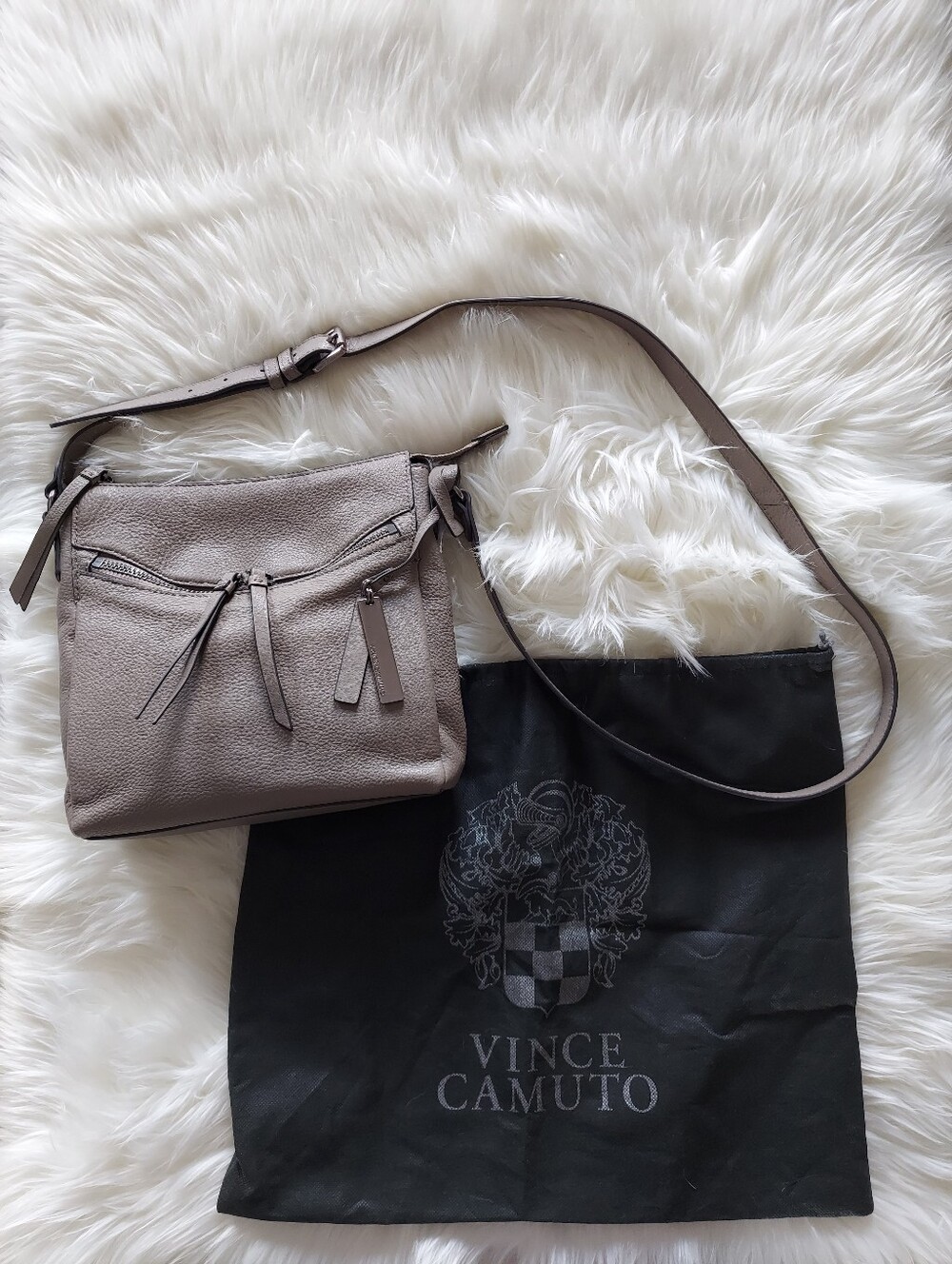 Vince Camuto Taupe Leather Crossbody Bag